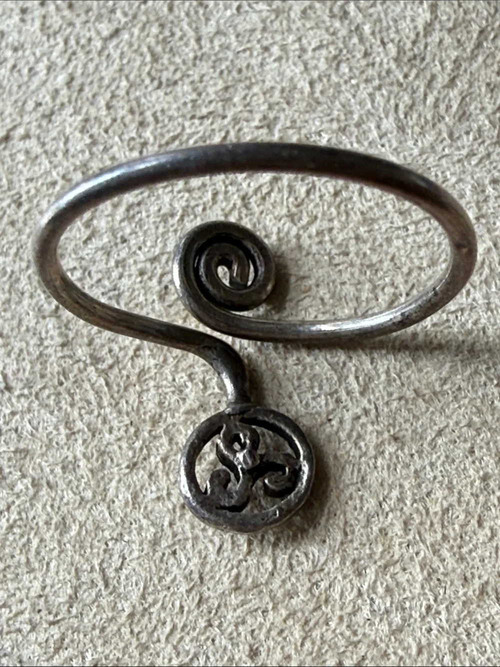 Vintage Bohemian Handcrafted Silver-Tone Spiral Open Wrap Ring!